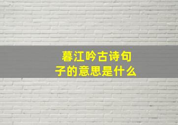 暮江吟古诗句子的意思是什么