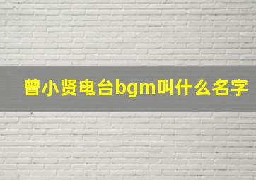 曾小贤电台bgm叫什么名字