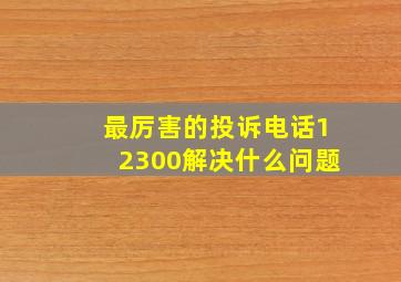 最厉害的投诉电话12300解决什么问题