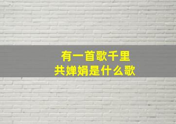 有一首歌千里共婵娟是什么歌