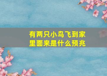 有两只小鸟飞到家里面来是什么预兆