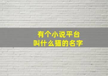 有个小说平台叫什么猫的名字