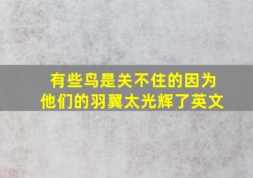 有些鸟是关不住的因为他们的羽翼太光辉了英文