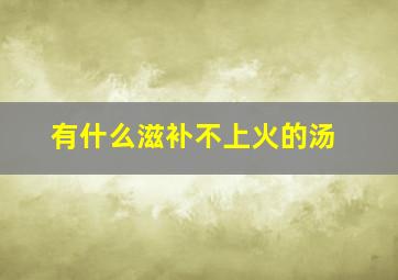 有什么滋补不上火的汤