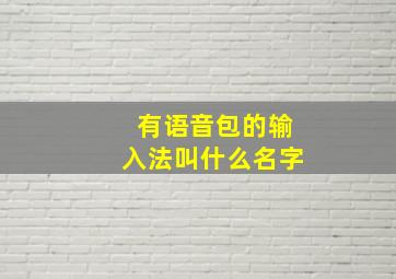 有语音包的输入法叫什么名字