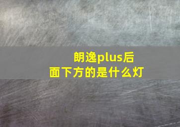 朗逸plus后面下方的是什么灯