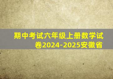 期中考试六年级上册数学试卷2024-2025安徽省