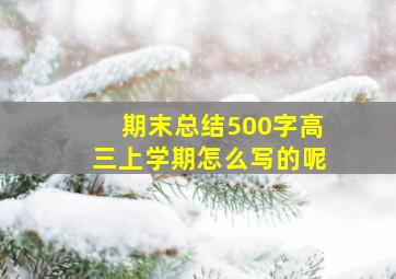 期末总结500字高三上学期怎么写的呢