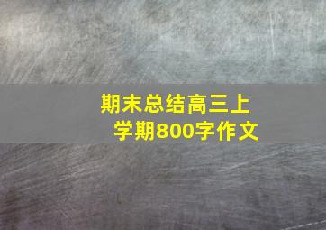 期末总结高三上学期800字作文