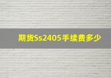 期货Ss2405手续费多少