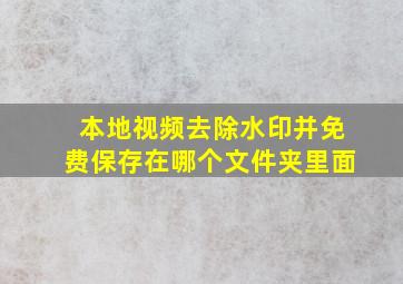 本地视频去除水印并免费保存在哪个文件夹里面