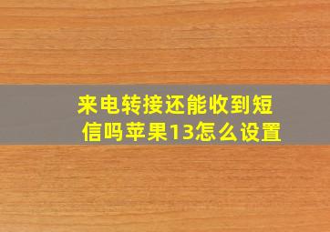 来电转接还能收到短信吗苹果13怎么设置