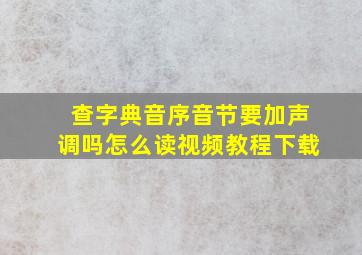 查字典音序音节要加声调吗怎么读视频教程下载