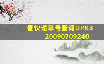 查快递单号查询DPK320090709240