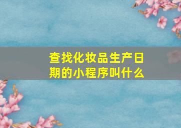 查找化妆品生产日期的小程序叫什么