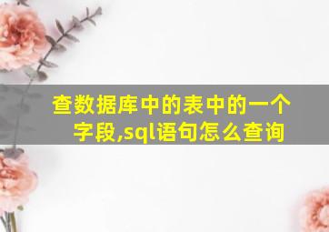 查数据库中的表中的一个字段,sql语句怎么查询