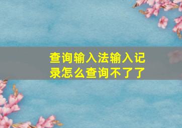 查询输入法输入记录怎么查询不了了