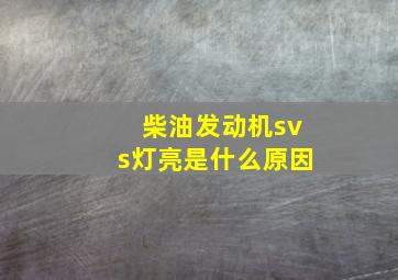 柴油发动机svs灯亮是什么原因