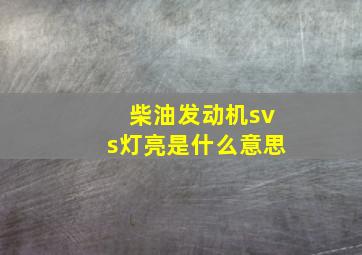 柴油发动机svs灯亮是什么意思