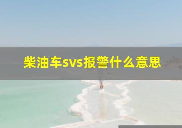 柴油车svs报警什么意思