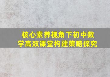 核心素养视角下初中数学高效课堂构建策略探究