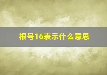 根号16表示什么意思