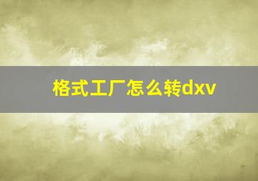 格式工厂怎么转dxv