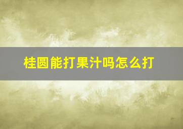 桂圆能打果汁吗怎么打