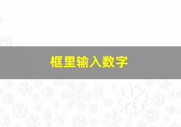 框里输入数字