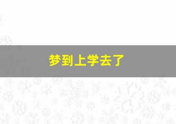 梦到上学去了