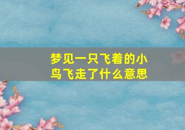 梦见一只飞着的小鸟飞走了什么意思