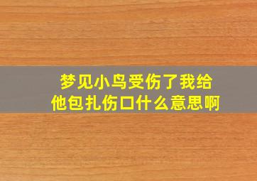 梦见小鸟受伤了我给他包扎伤口什么意思啊