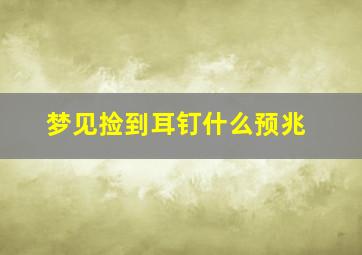 梦见捡到耳钉什么预兆