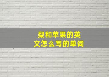 梨和苹果的英文怎么写的单词