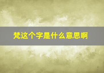 梵这个字是什么意思啊