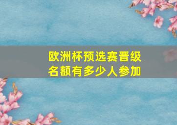 欧洲杯预选赛晋级名额有多少人参加