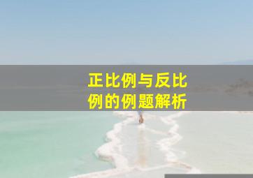 正比例与反比例的例题解析