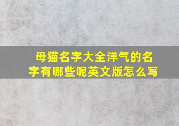 母猫名字大全洋气的名字有哪些呢英文版怎么写