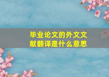 毕业论文的外文文献翻译是什么意思