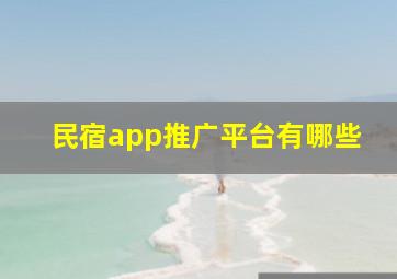 民宿app推广平台有哪些