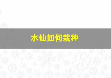 水仙如何栽种