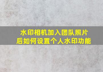 水印相机加入团队照片后如何设置个人水印功能