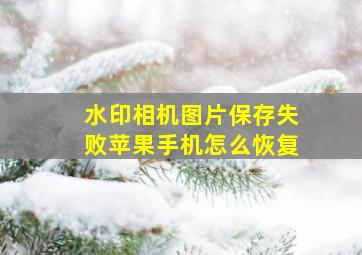 水印相机图片保存失败苹果手机怎么恢复