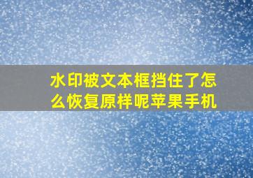 水印被文本框挡住了怎么恢复原样呢苹果手机