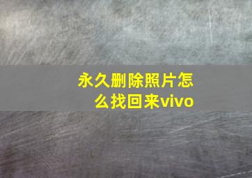 永久删除照片怎么找回来vivo