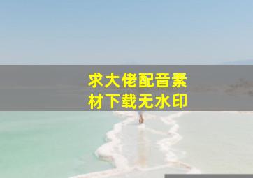 求大佬配音素材下载无水印