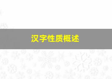 汉字性质概述