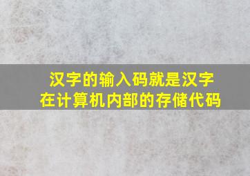 汉字的输入码就是汉字在计算机内部的存储代码