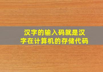 汉字的输入码就是汉字在计算机的存储代码