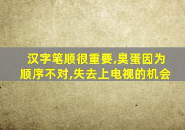 汉字笔顺很重要,臭蛋因为顺序不对,失去上电视的机会